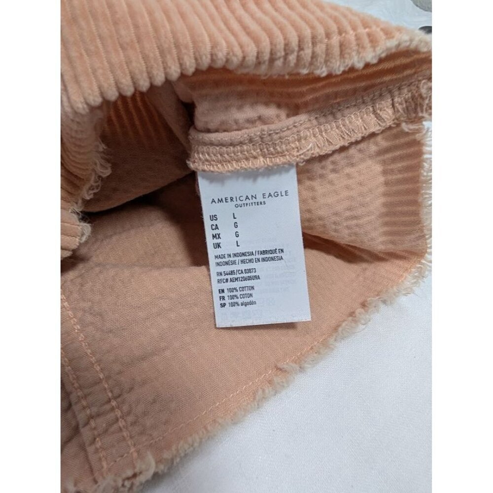 AE American Eagle Cropped Corduroy Oversized Shirt Jacket Womens Size Large T8 - Picture 4 of 8